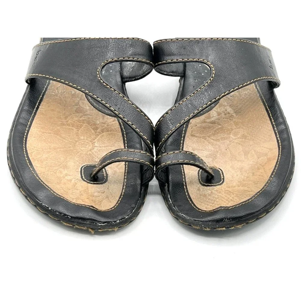 BOC Born Concept Black Thong Flip Flop Faux Leather Sandal Women's Size 10 M - Picture 7 of 11